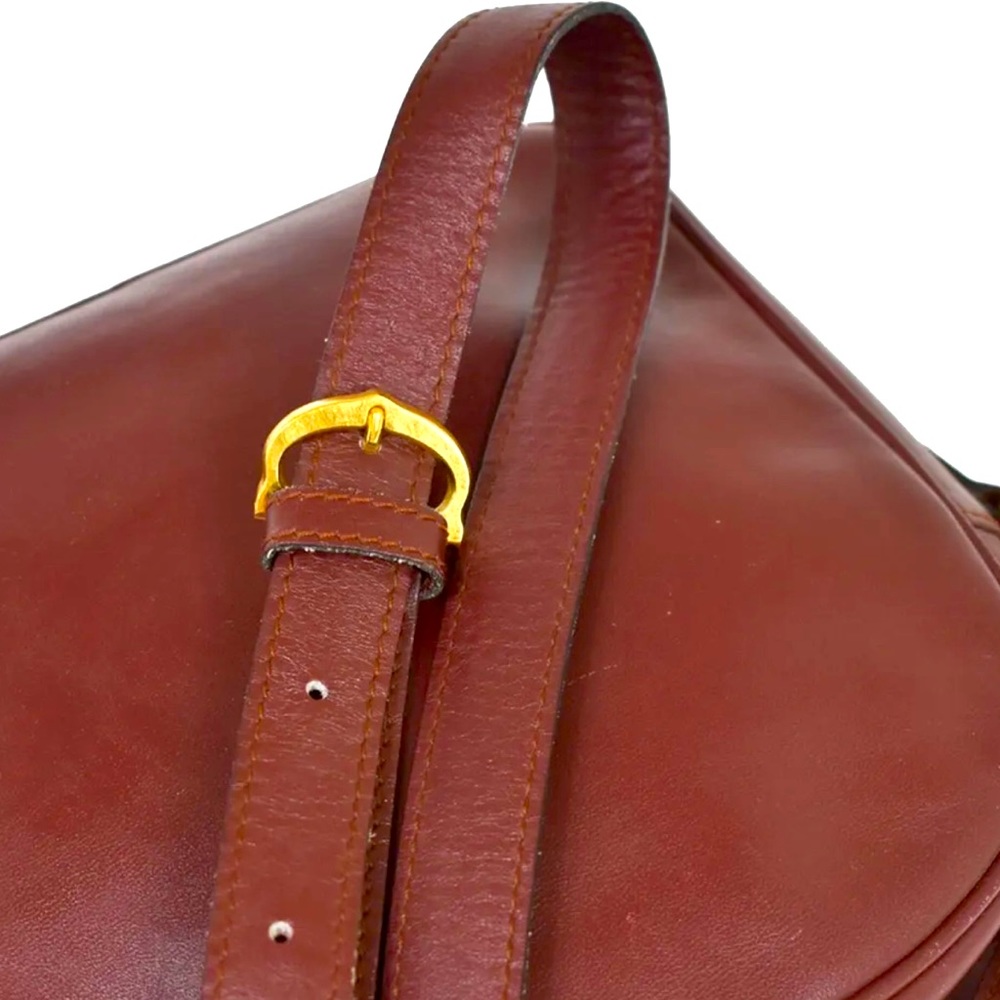 MUST DE CARTIER 2C Logo Shoulder Bag Leather Bordeaux Gold-Plated made in Italy - Picture 8 of 13